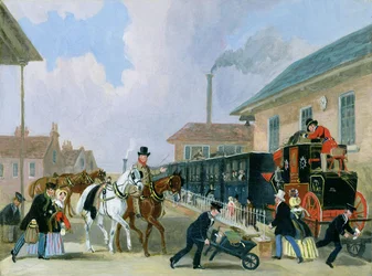 Die Louth-London Royal Mail, die im Dezember 1845 von Peterborough East mit dem Zug reist (nach der Restaurierung)
